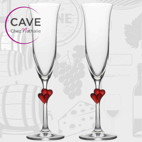 Flûtes des Amoureux - Coffret 2 Verres Cristal Coeurs