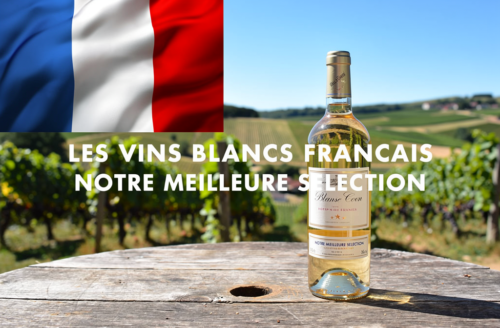 Bouteille de vin blanc français sur une terrasse de vignoble en Bourgogne