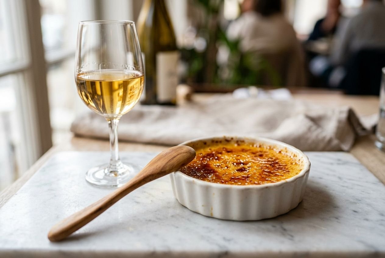 Crème brûlée et vin moelleux en accord parfait