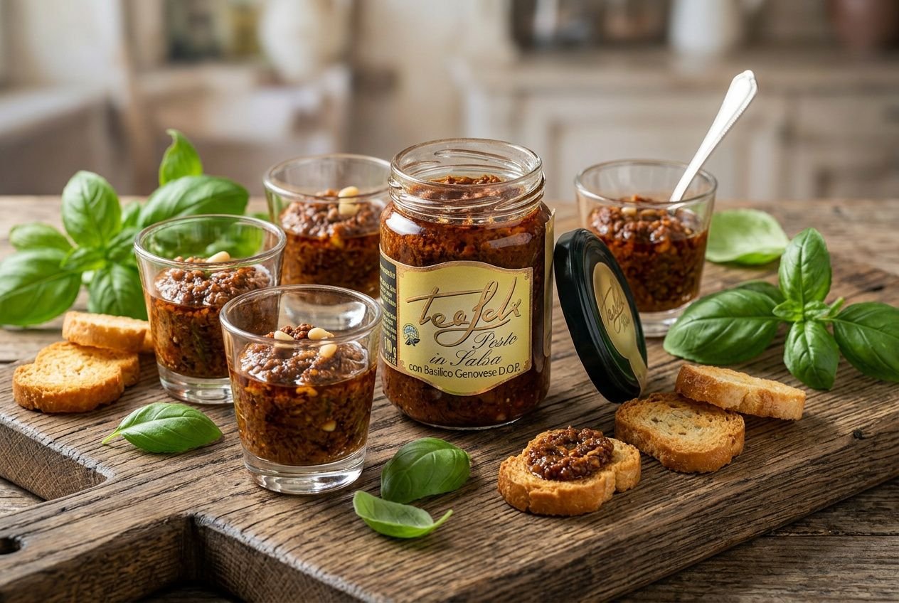 Petit bocal de préparation apéro dinatoire idées accompagné de toasts croquants et feuilles de basilic frais.